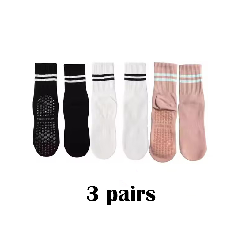 Pilates Yoga Barı - 3켤레 여성용 필라테스 실내 미끄럼 방지