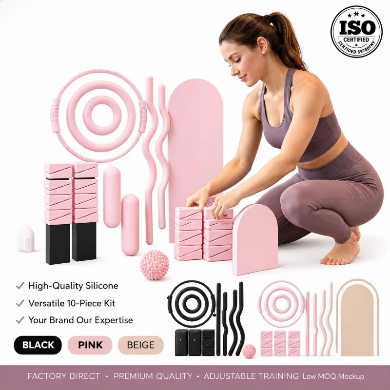 Pilates And Yoga Combined - 웨이트 바, 실리콘 덤벨, 요가 매트,