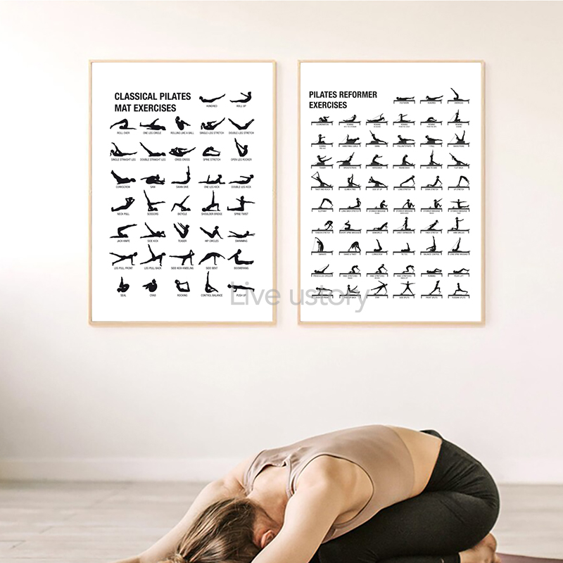 프레임리스 필라테스 운동 차트 포스터 캔버스 프린트,  - Pilates Is Yoga 리뷰 및 가격