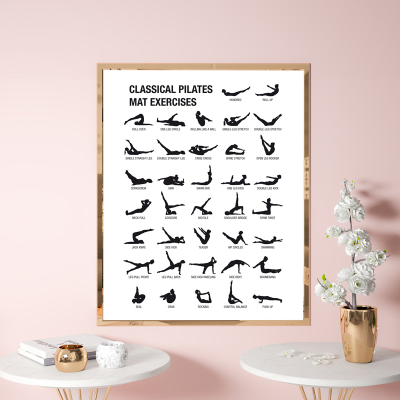 프레임리스 필라테스 운동 차트 포스터 캔버스 프린트,  - Pilates Is Yoga 리뷰 및 가격
